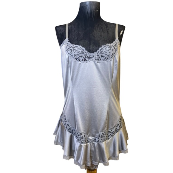 Vintage Blush Silver Gray Lace Chemise - Picture 2 of 12